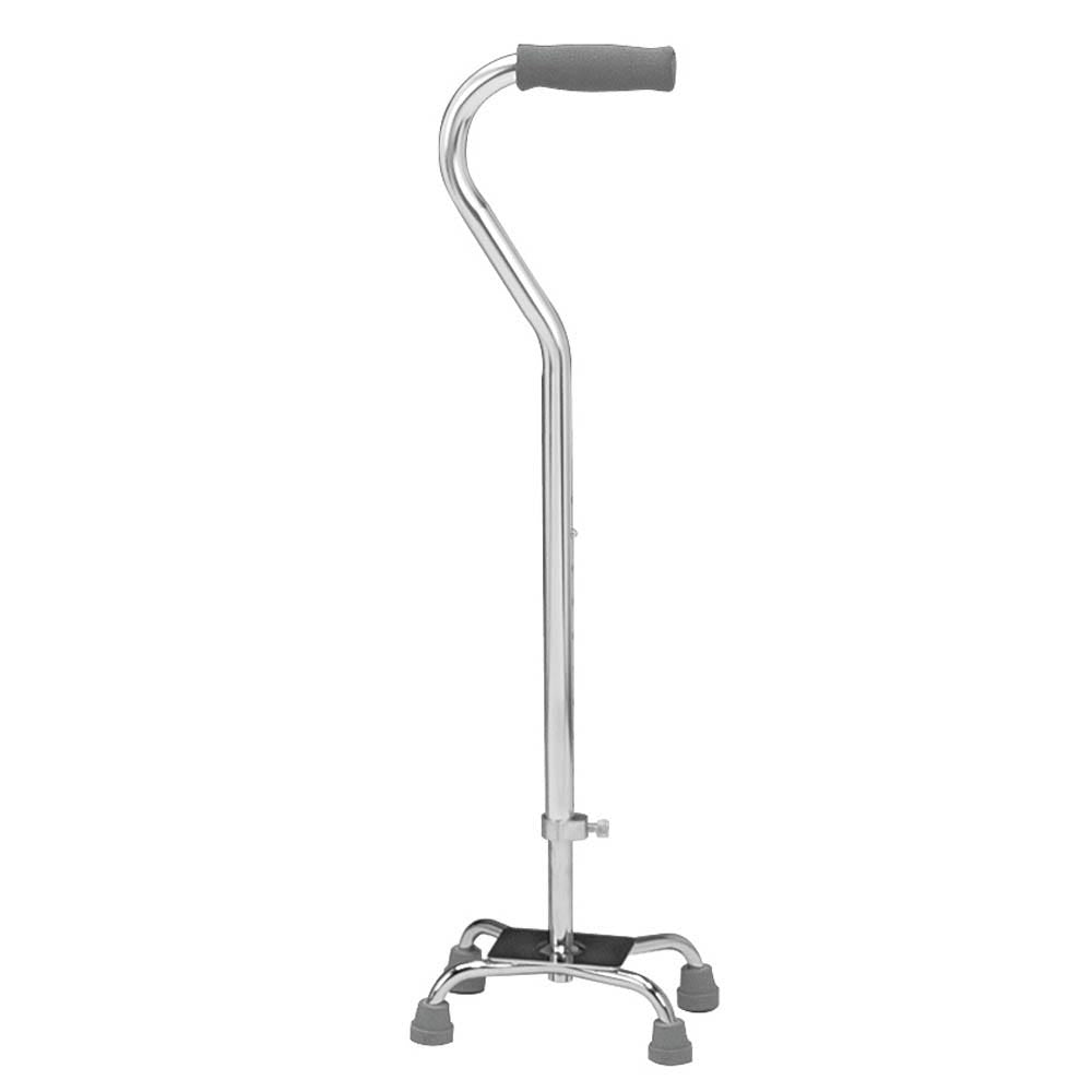 Carex Small Base Offset Quad Cane, Silver