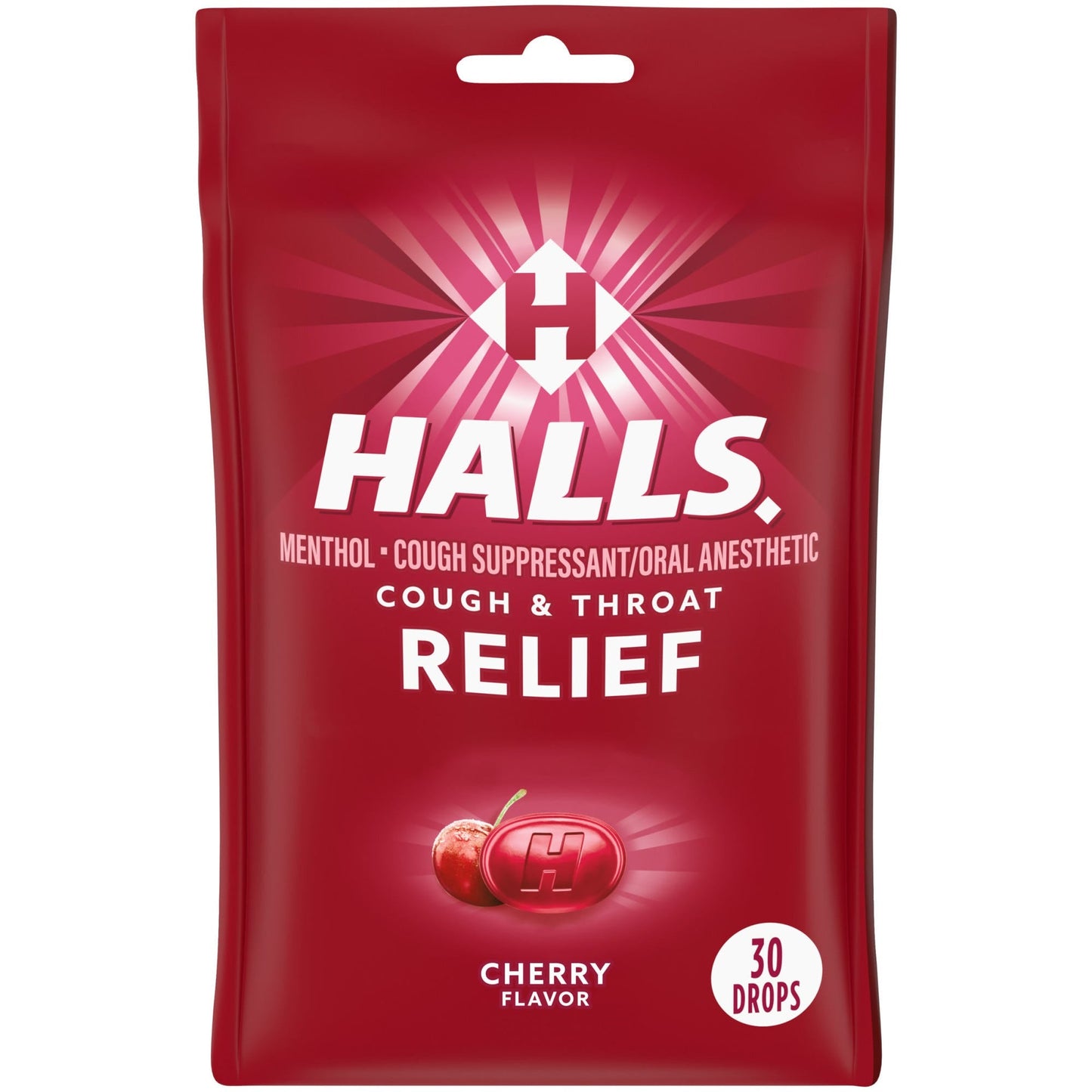 Halls Cough & Throat Relief, Cherry Flavor, Drops