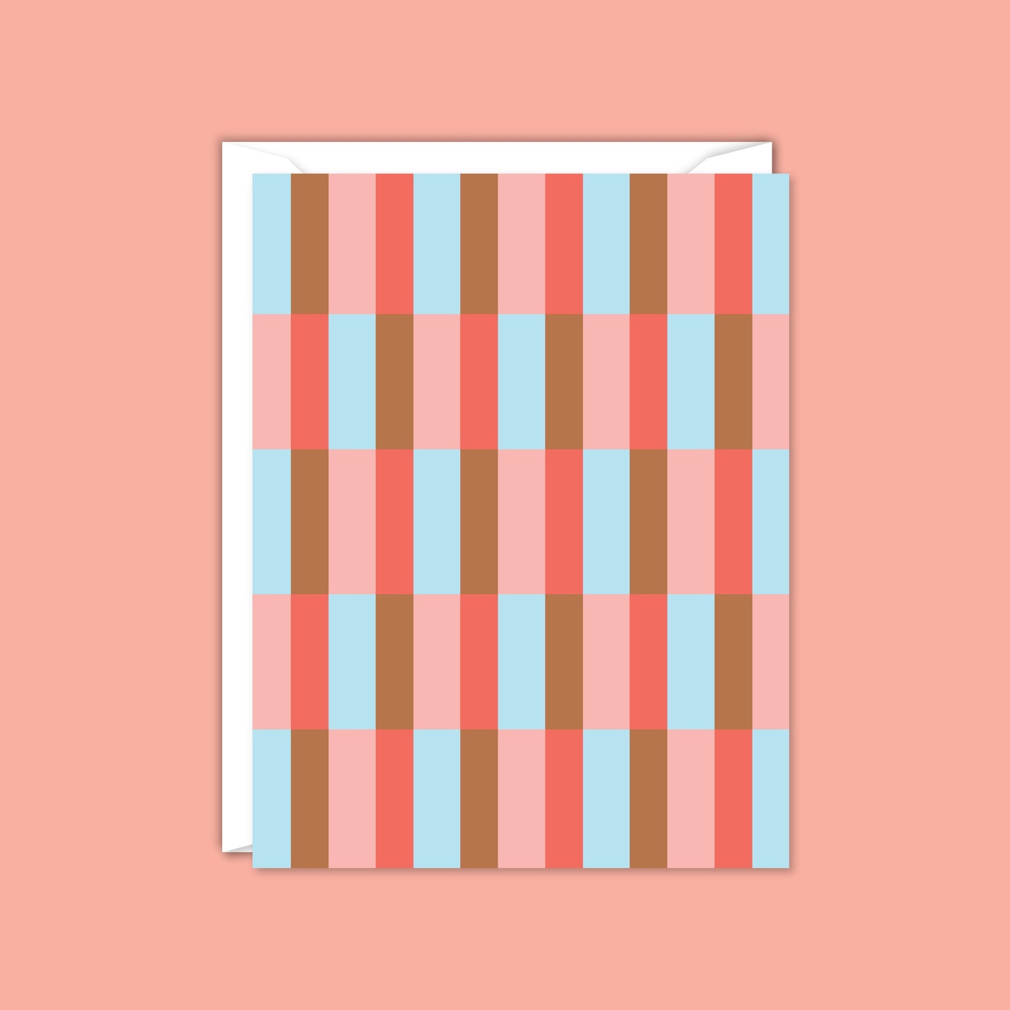 Retro Striped Checkerboard Blank Card-Boxed Set of 8