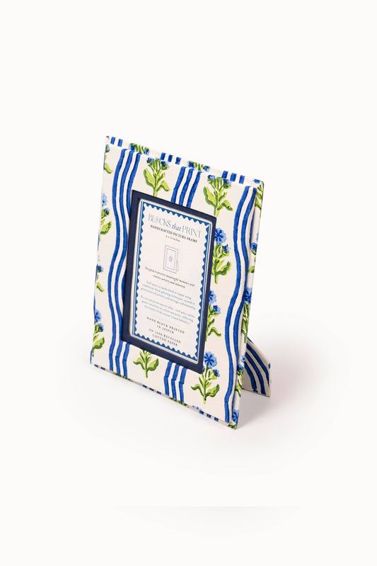 Medium Block Print Photo Frame (4 x 6) - Leher Blue