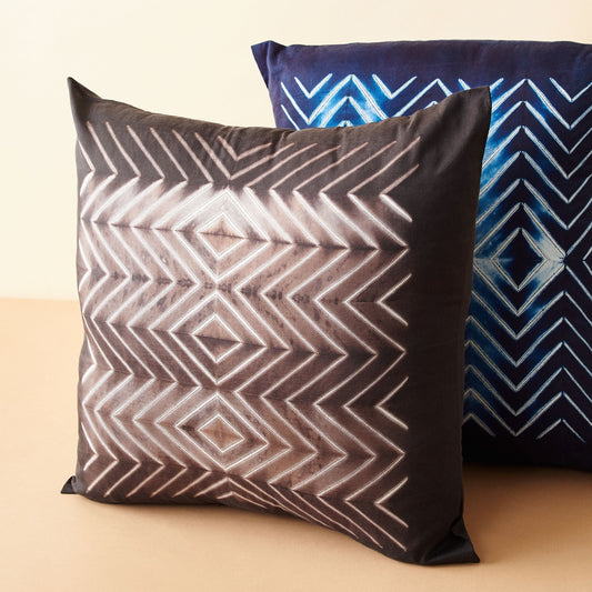 Naami Black Handcrafted Shibori Print Mulberry Silk Pillow