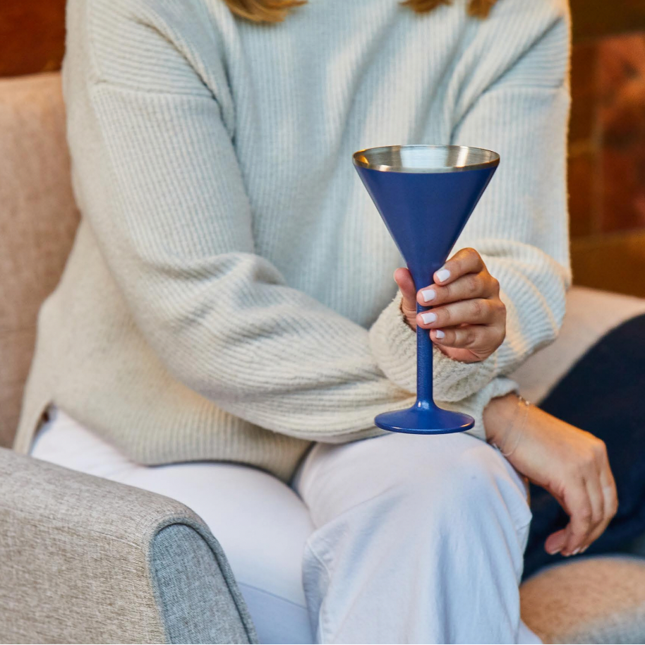 Stainless Steel Stemmed Martini Glass, Blue