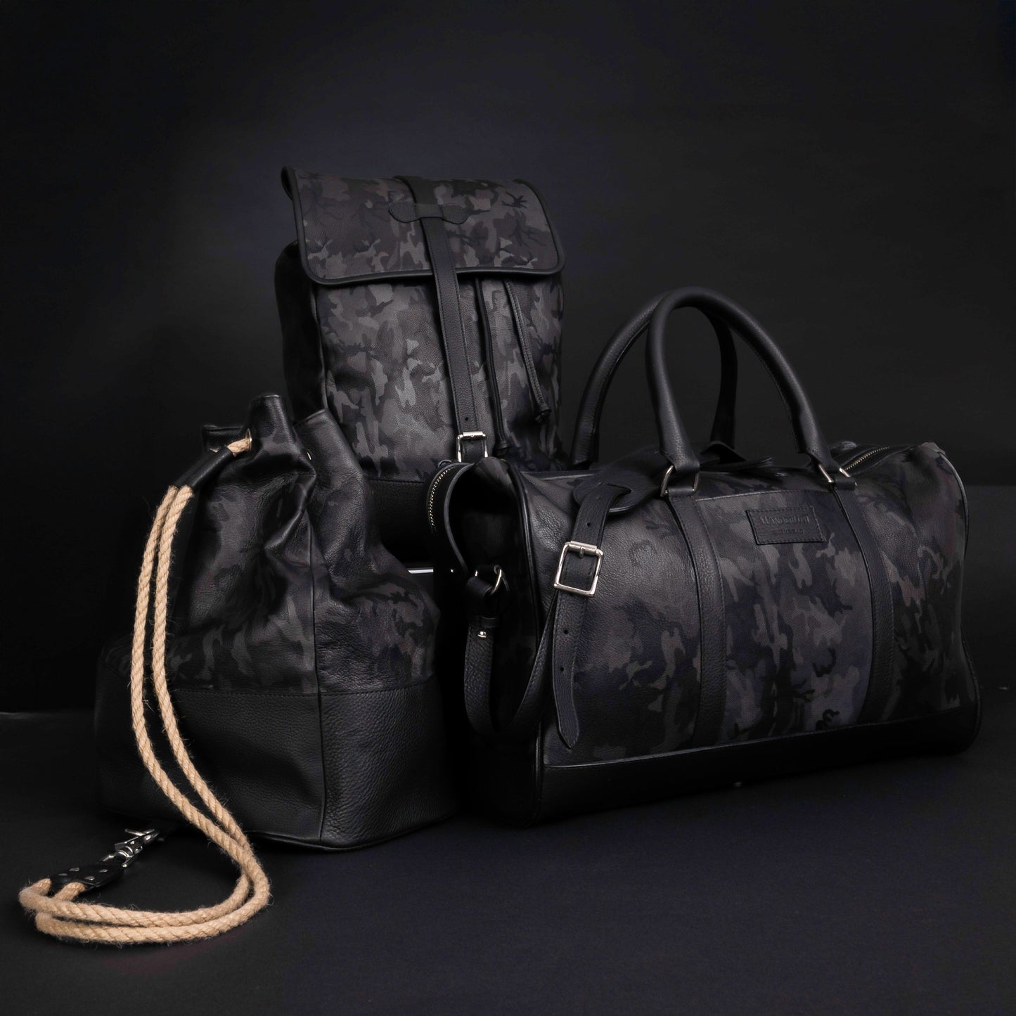 WANDERLUST Leather Duffle Bag ~ Grey Camo