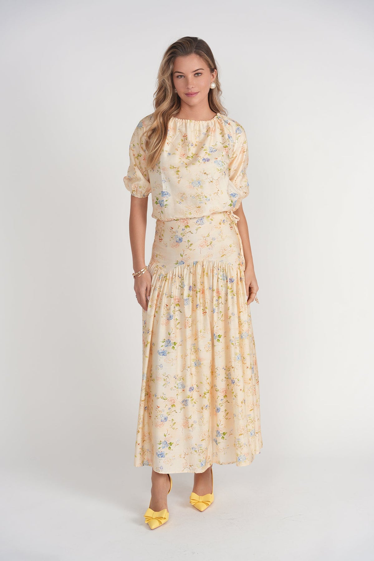 Belle Top- Yellow Garden