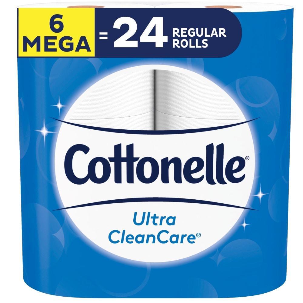 Cottonelle Ultra Clean Care Toilet Paper, 6 Mega Rolls, Strong Bath Tissue
