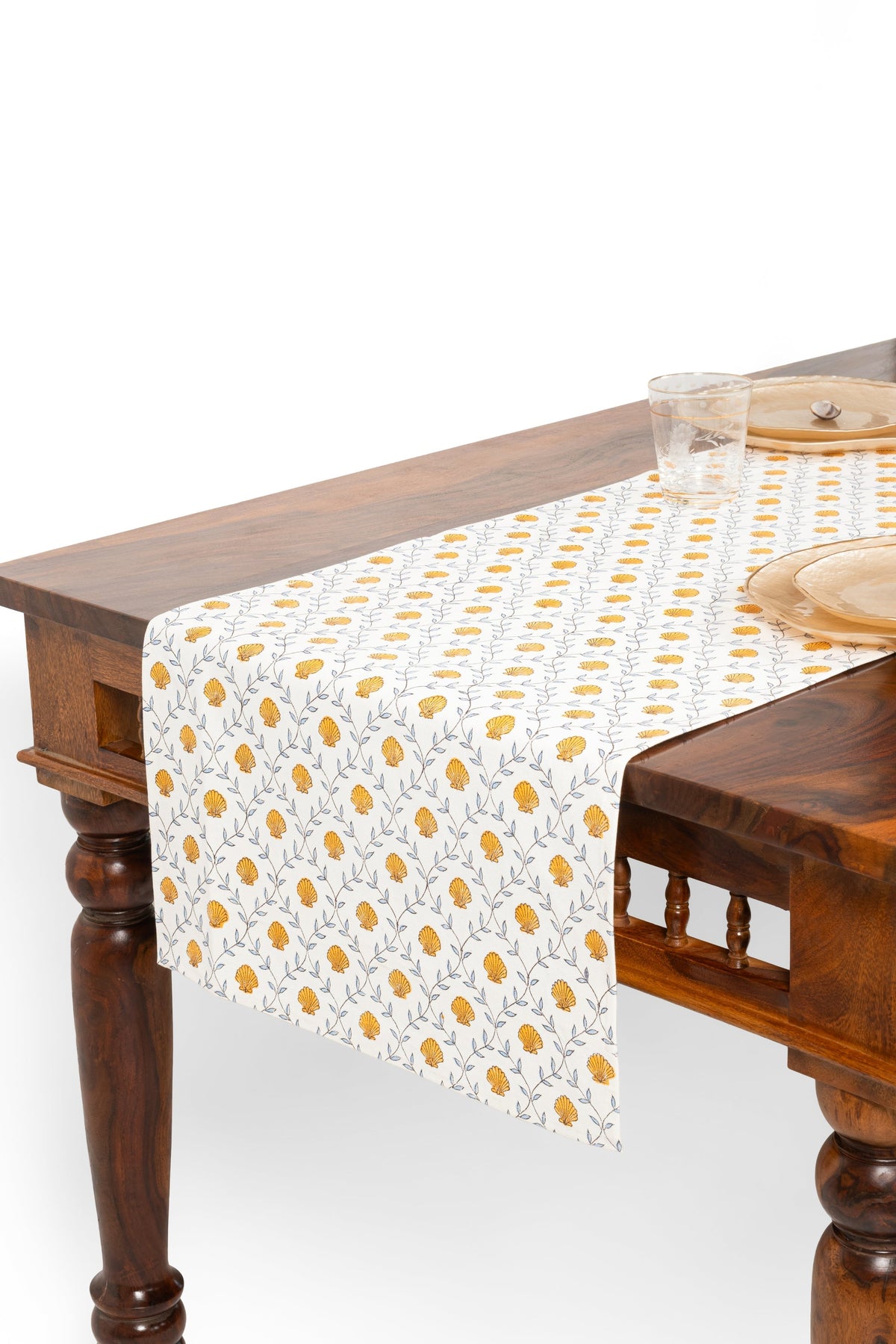 Seashell Blockprint Table Runner