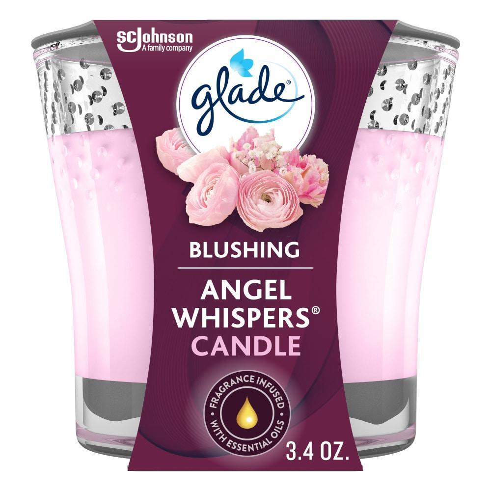 Glade Scented Candle Jar, Angel Whispers Scent, Fragrance Infused With Essential Oils, 3.4 Oz