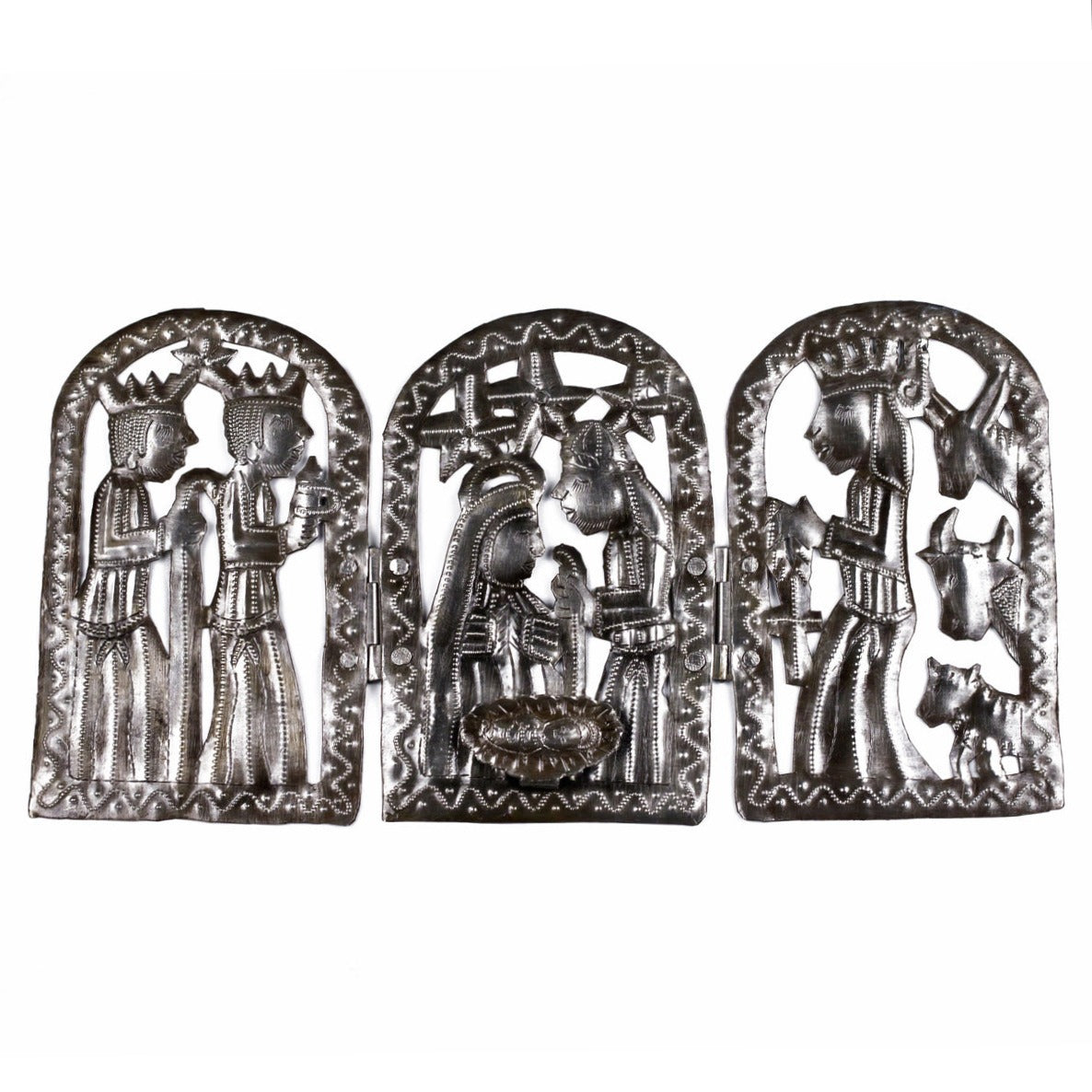 Trifold Nativity Metal Art