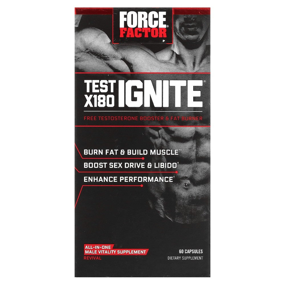 Force Factor Test X180 Ignite Total Testosterone Booster & Fat Burner 60 Capsules