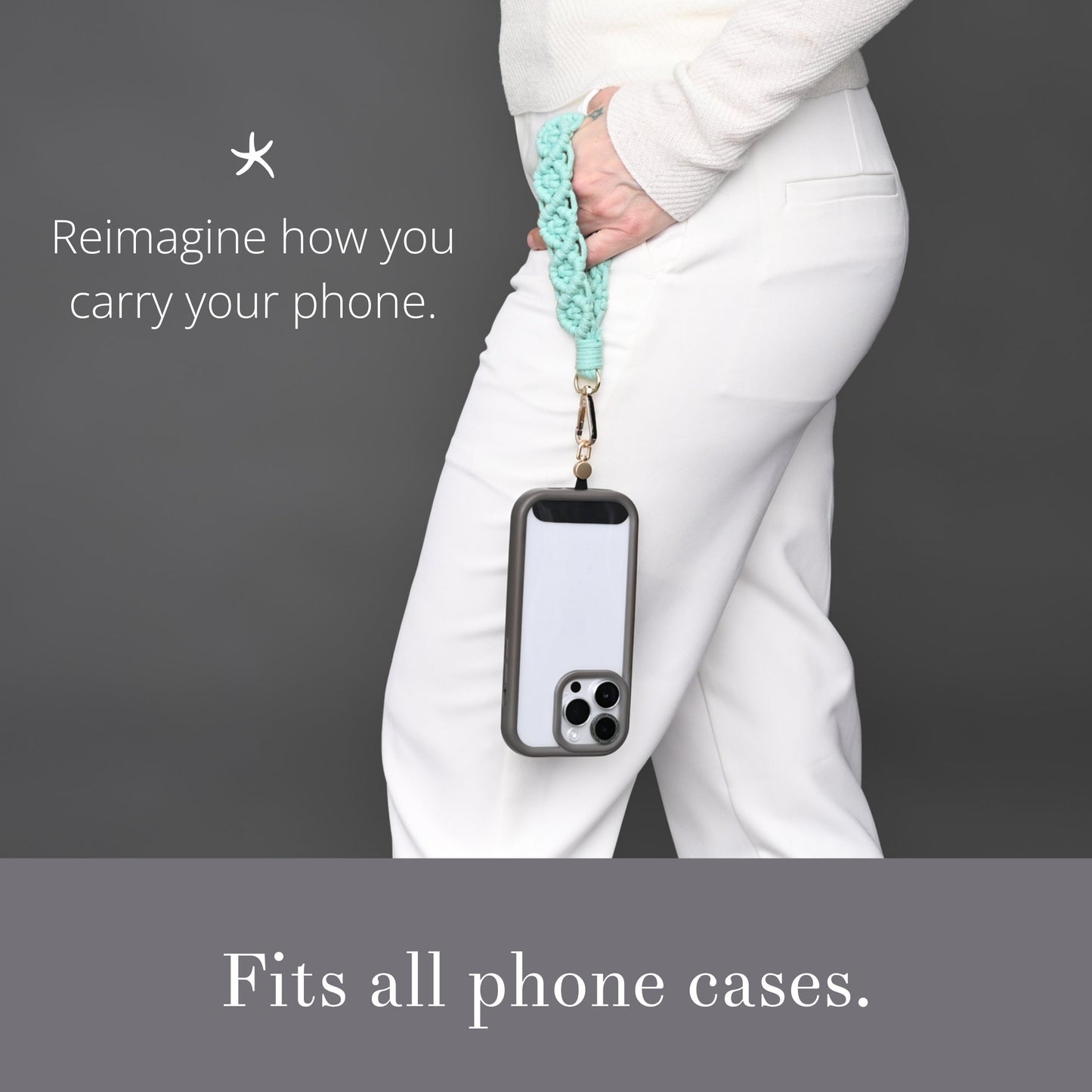 Fresh Mint Macramé Wrist Strap (Phone, Keys, Bag Accessorry)