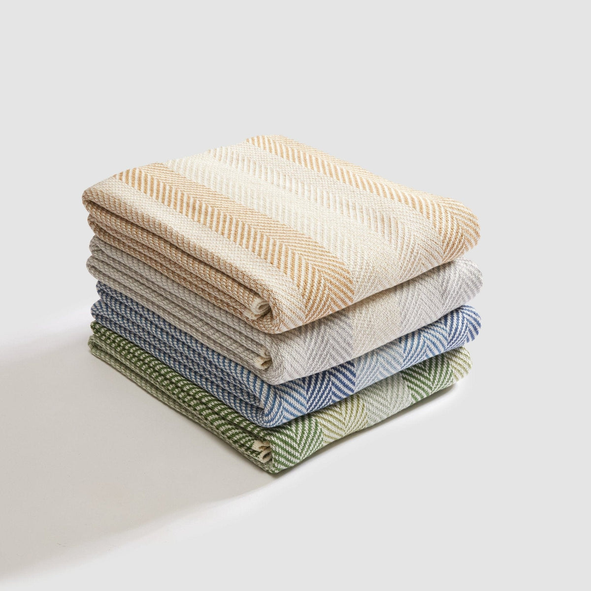 Herringbone Hues - Cotton Sustainable Knit Striped | Chevron Throw Blanket