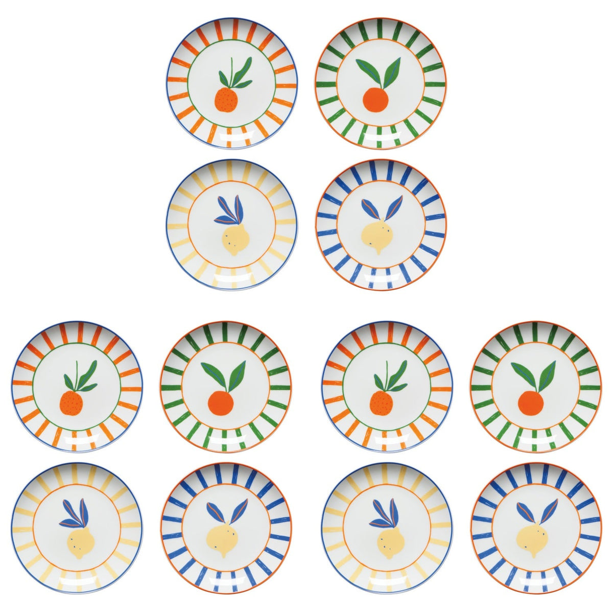 Set of12 Appie Plates Citrus Burst