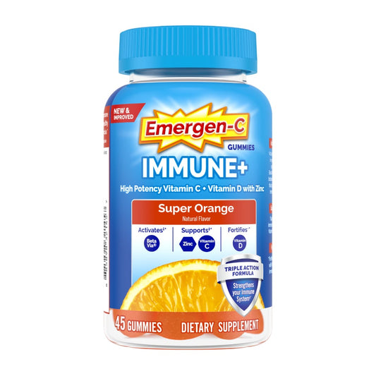Emergen-C Immune+ Triple Action Super Orange Immune Support Gummies