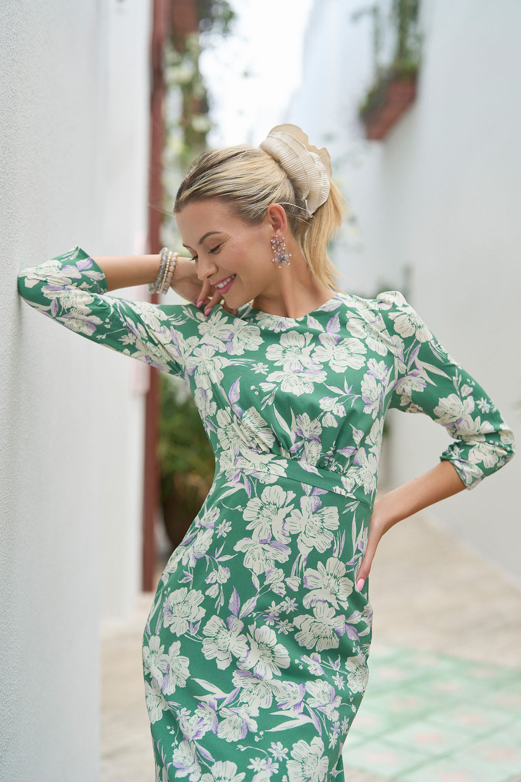 Olivia Midi- Green and White