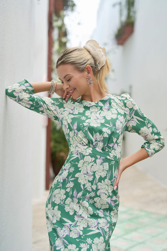 Olivia Midi- Green and White