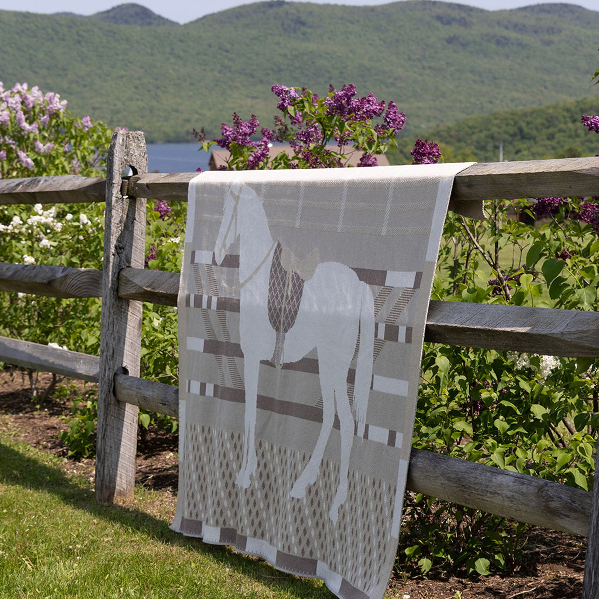 Equestrian Cheval - Cotton Sustainable Knit Patterned | Stripes Throw Blanket