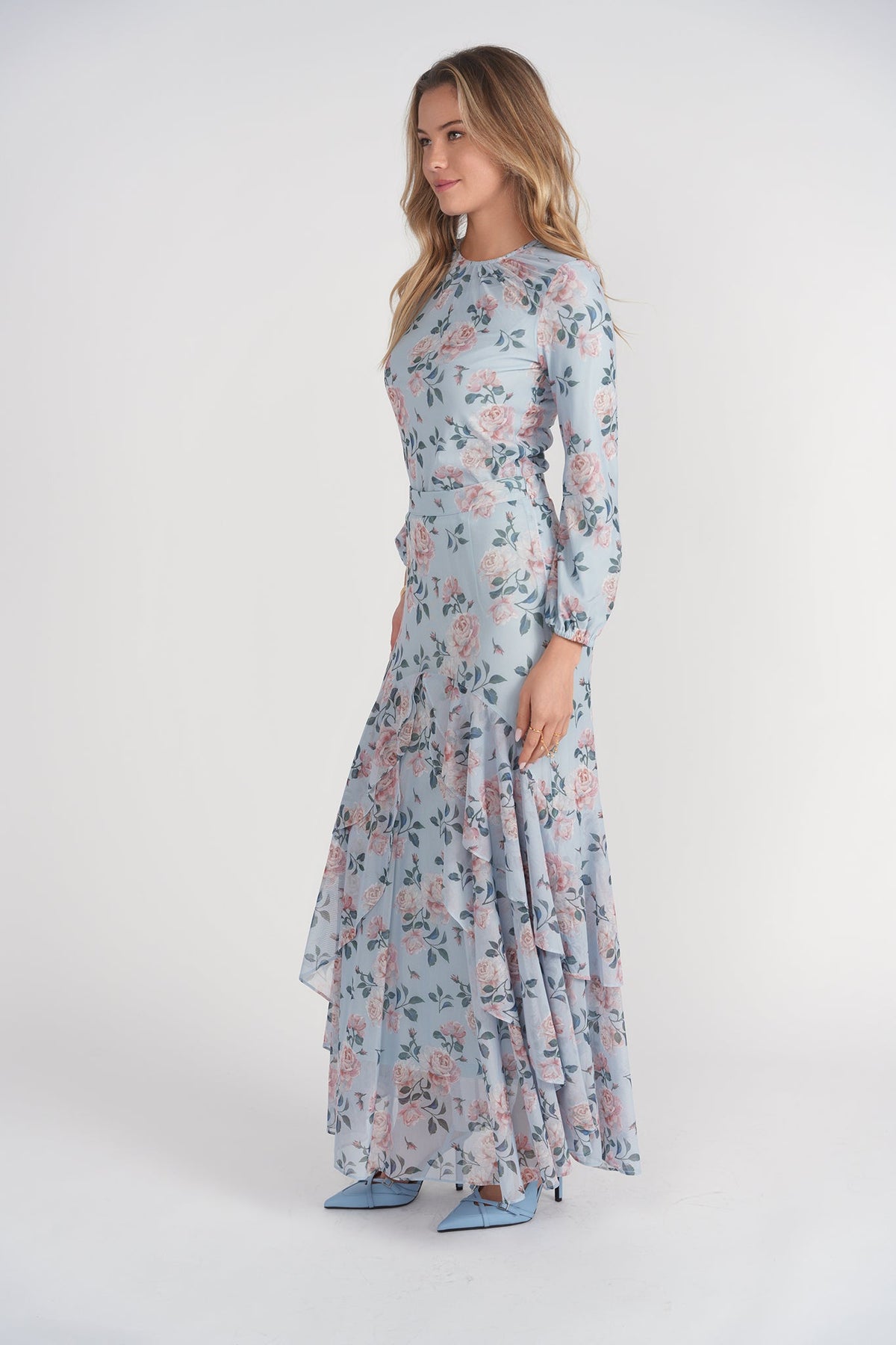 Jodi Skirt- Blue and Pink Floral
