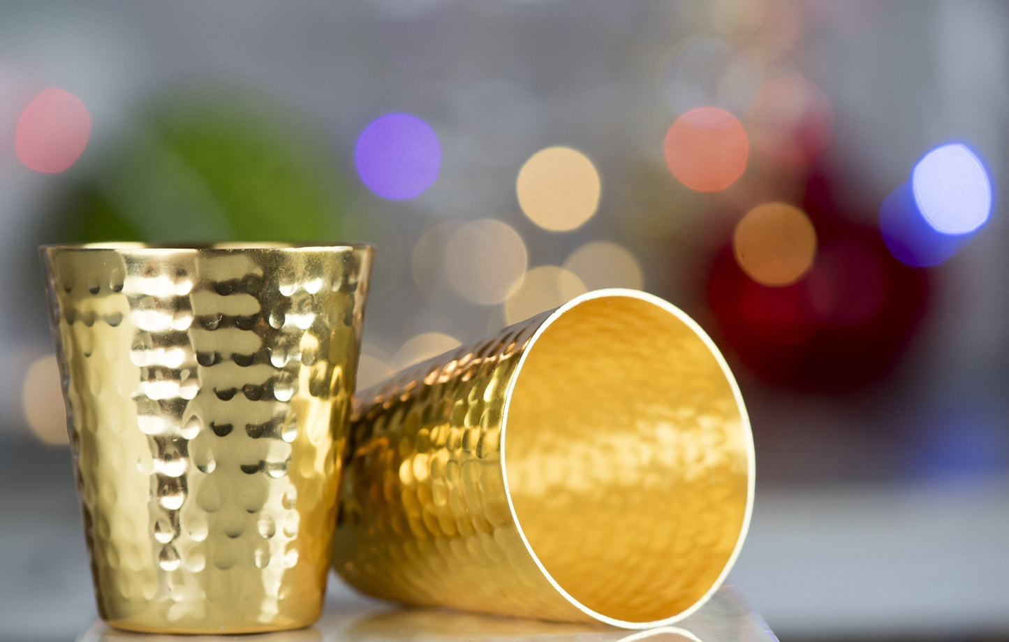 Hammered Copper Shot Glasses w/ 24K Gold-Plate