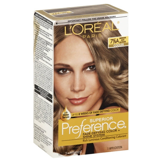Superior Preference L'Oreal Paris Fade-Defying Shine Permanent Hair Color, 7.5A Medium Ash Blonde, 1 Kit