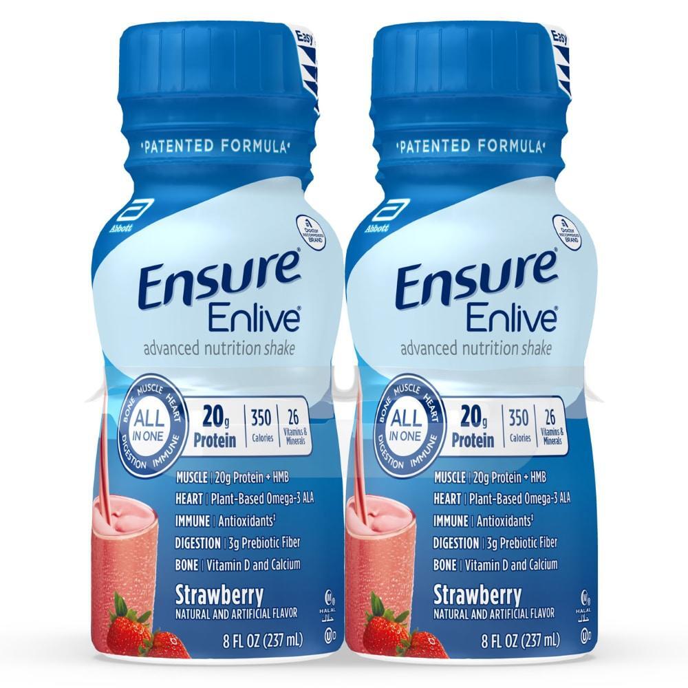 Ensure Enlive Advanced Meal Replacement Shake Strawberry Ready-to-Drink 8 Fl Oz Bottles