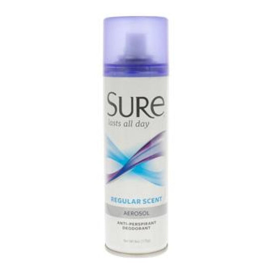Sure Anti Perspirant Deodorant, Aerosol, Regular Scent 6 Oz