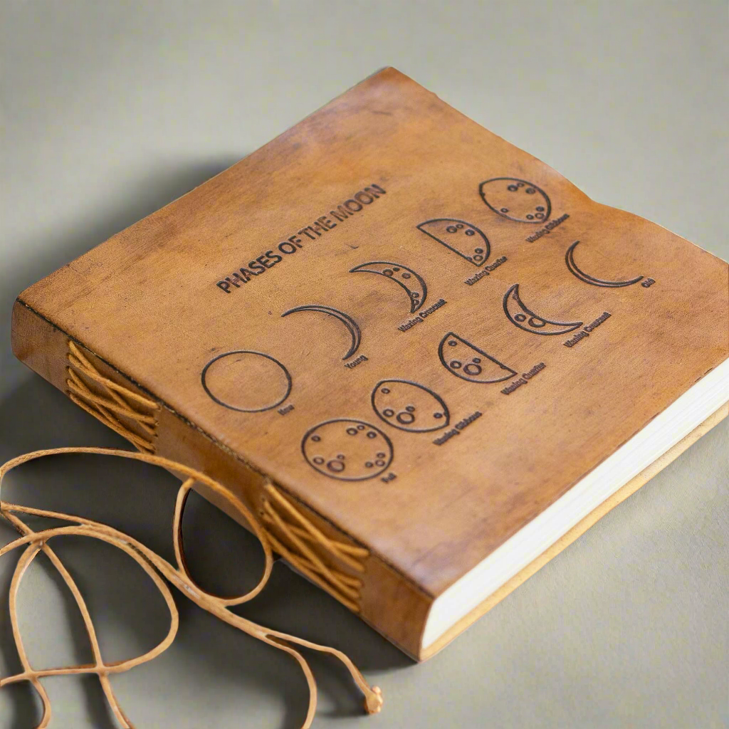Moon Phases 7x7 Artists Embossed Leather Journal