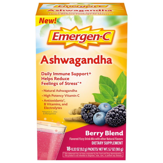 Emergen-C Ashwagandha Berry Blend Fizzy Drink Mix Packets
