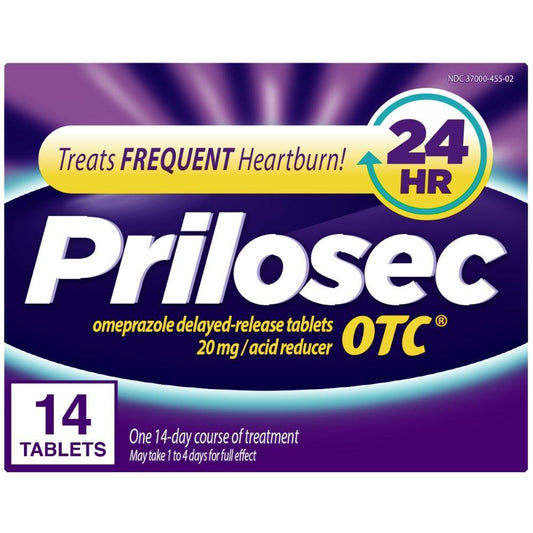 Prilosec OTC Omeprazole 20mg Delayed-Release Acid Reducer For Frequent Heartburn Tablets