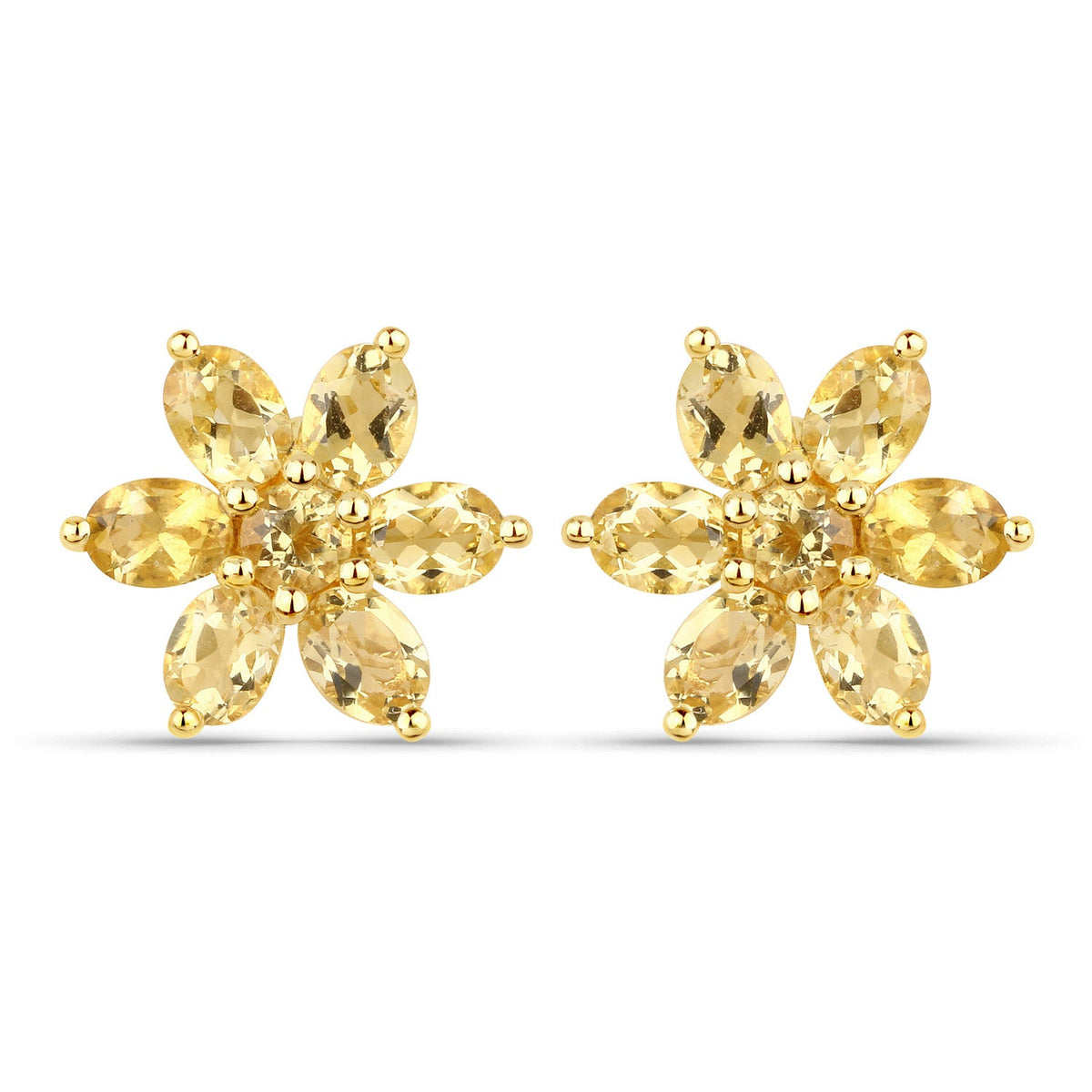 18K Yellow Gold Plated 2.12 Carat Genuine Citrine .925 Sterling Silver Earrings