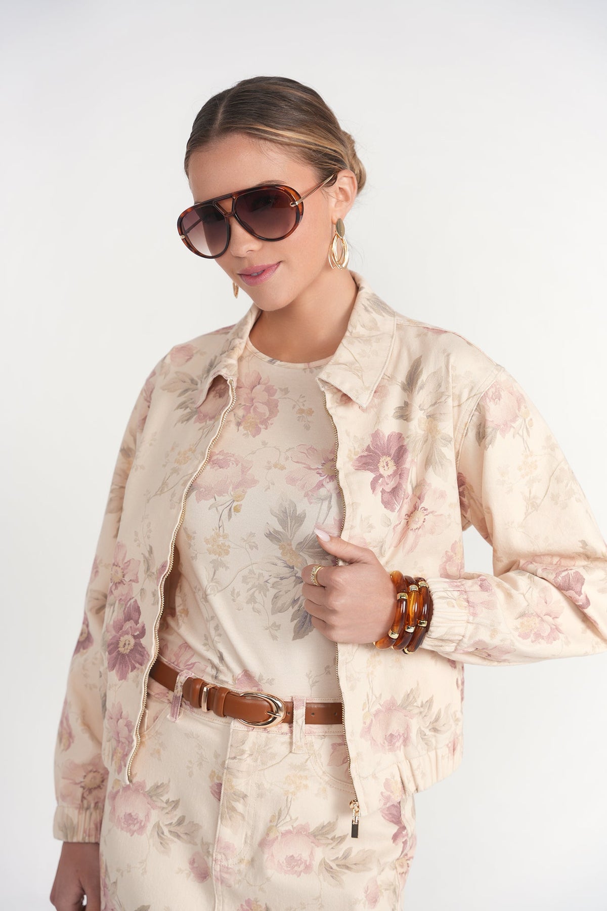 Bomber Jacket- Vintage Floral Denim