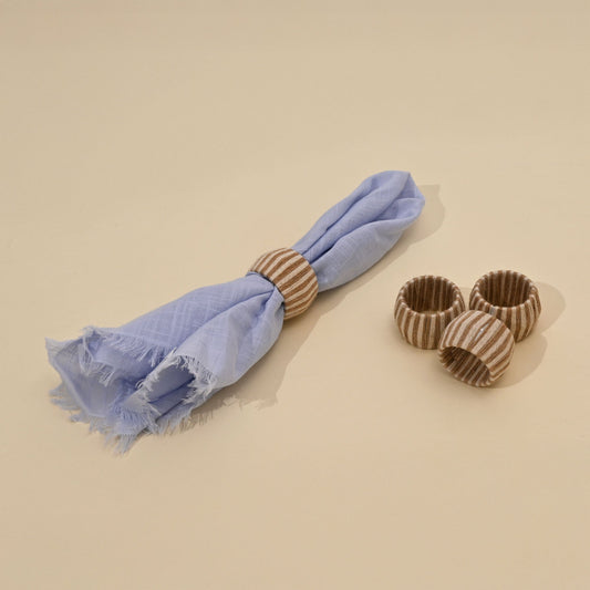 Thread Napkin Rings | Set of 4 | 100% Mango Wood | 1.57" dia