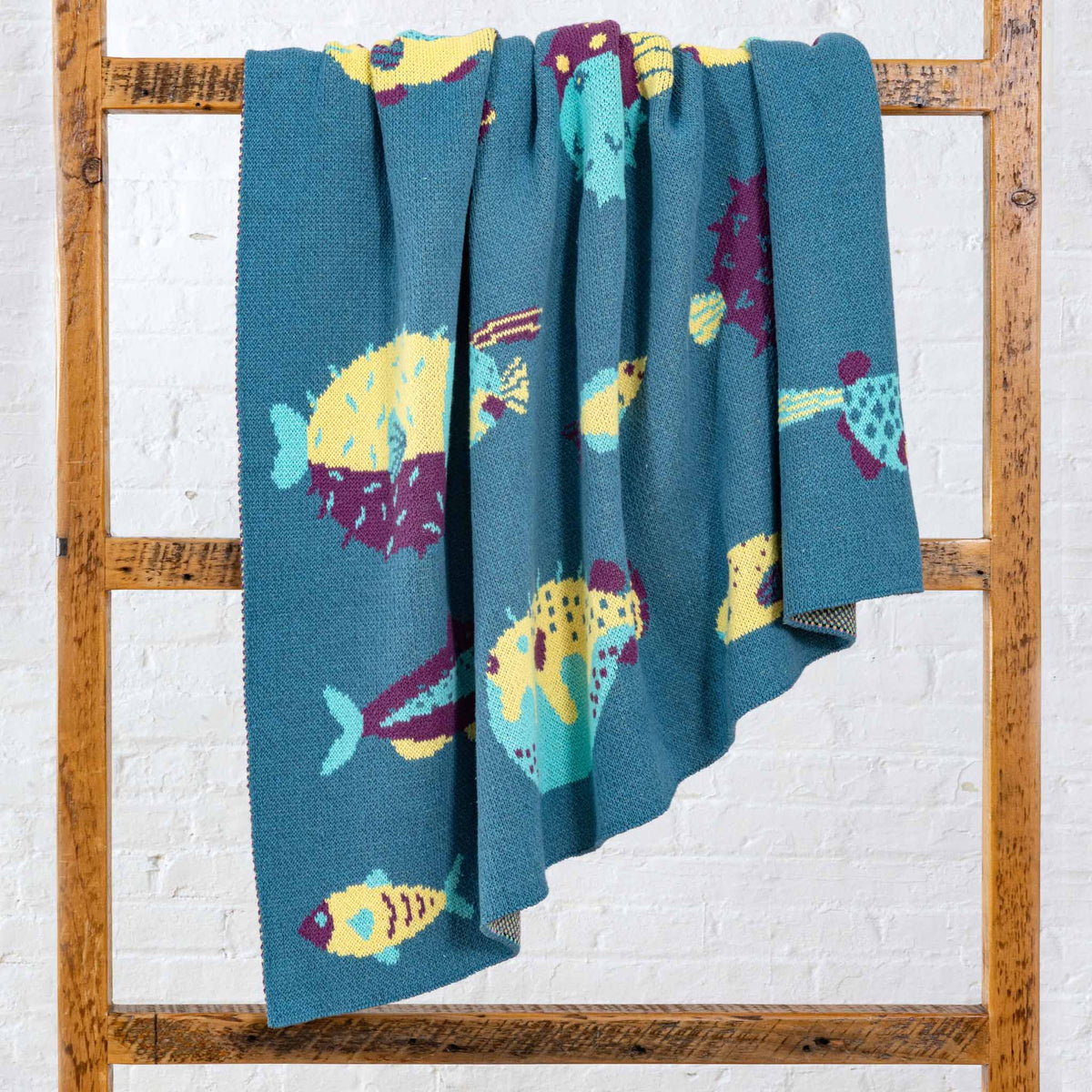 Baby Puffer Fish - Cotton Sustainable Knit Animal Blanket