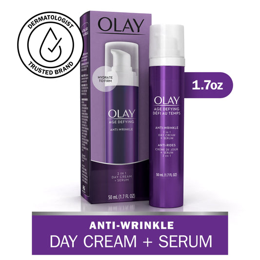 Olay Day Cream + Serum, 2 In 1, Anti Wrinkle, Age Defying 1.7 Fl Oz