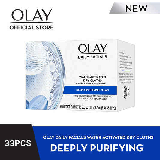 Olay Daily Facials Dry Cloths, Water Activated, 5 In 1, Deeply Purifying Clean
