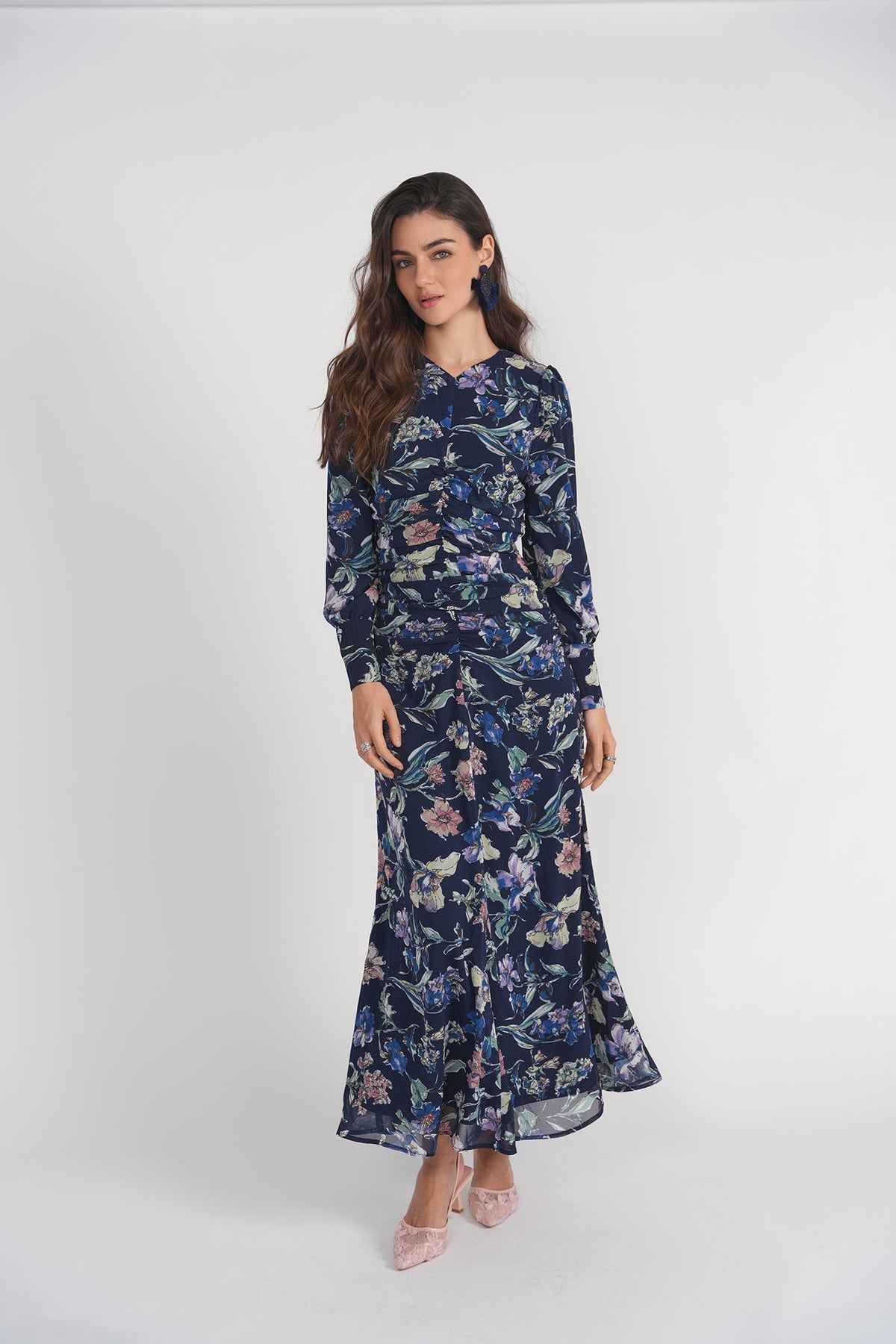 Michalie Midi- Navy Floral