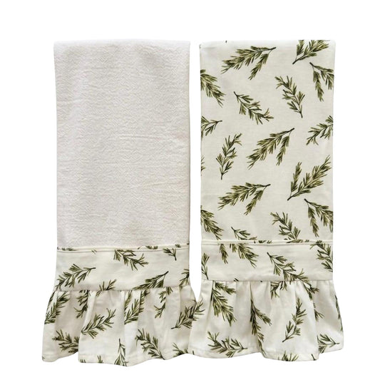Rosemary Ruffled Kitchen Towels (Set of 2)