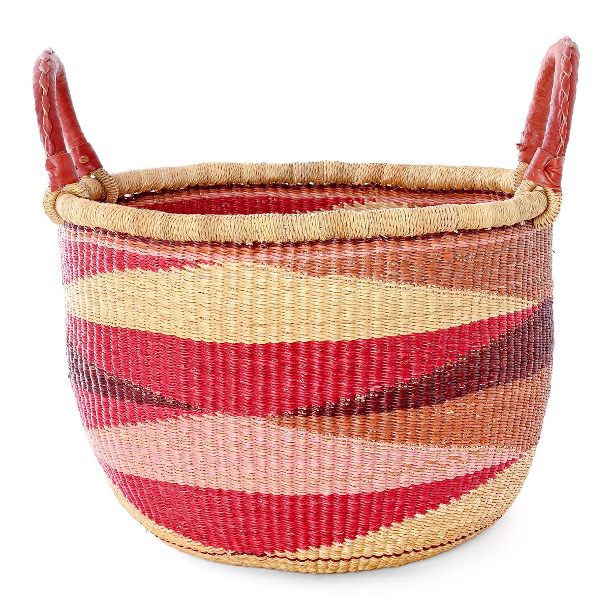 Shades of Red Triangle Design Double Handle Bolga Basket