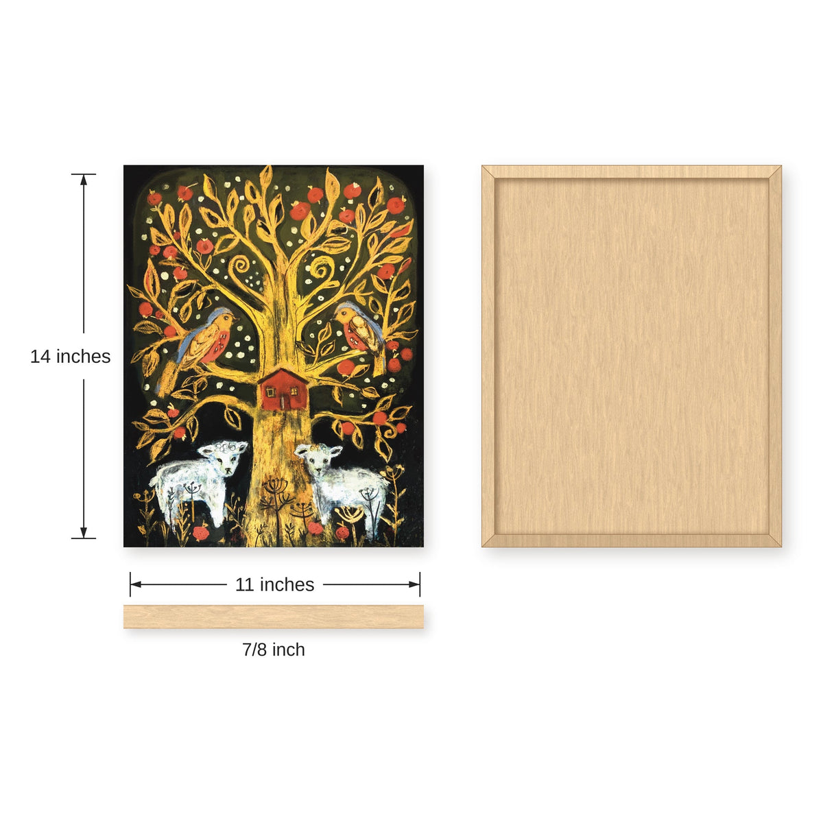 Tree of Life: Apple Tree and Lambs Soft Pastel Art Print on Board