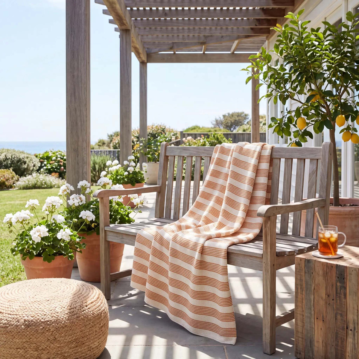 Poly Pinstripe - Indoor | Outdoor Sustainable Knit Minimalist Throw Blanket