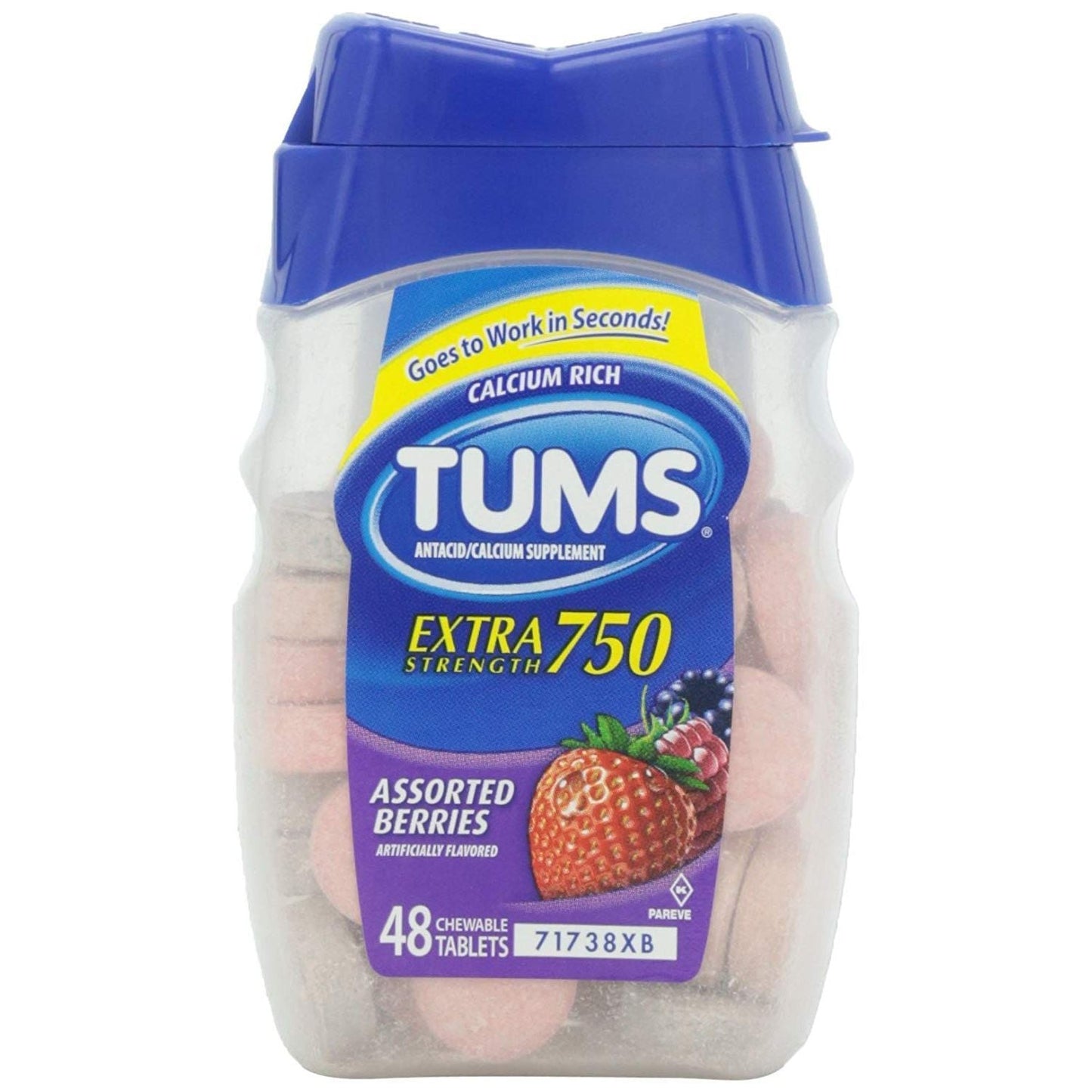 Tums Chewable Antacid Tablets For Extra Strength Heartburn Relief, Assorted Berries Flavors