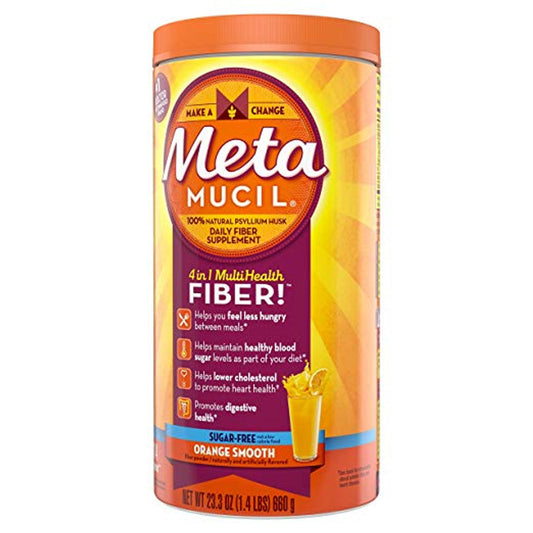 Metamucil Psyllium Fiber Supplement Sugar Free Powder - Orange Smooth