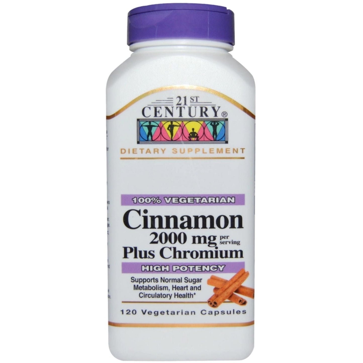 21st Century Cinnamon Plus Chromium, 500 Mg, 120 Vegetarian Capsules