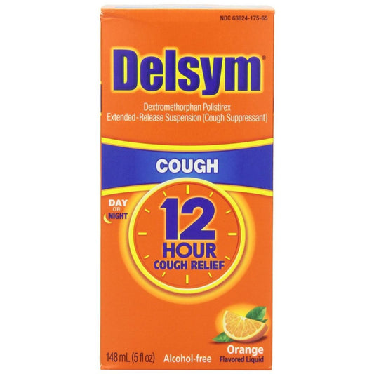 Delsym Cough Suppressant 12 Hour Relief Day Or Night Orange Flavored Liquid