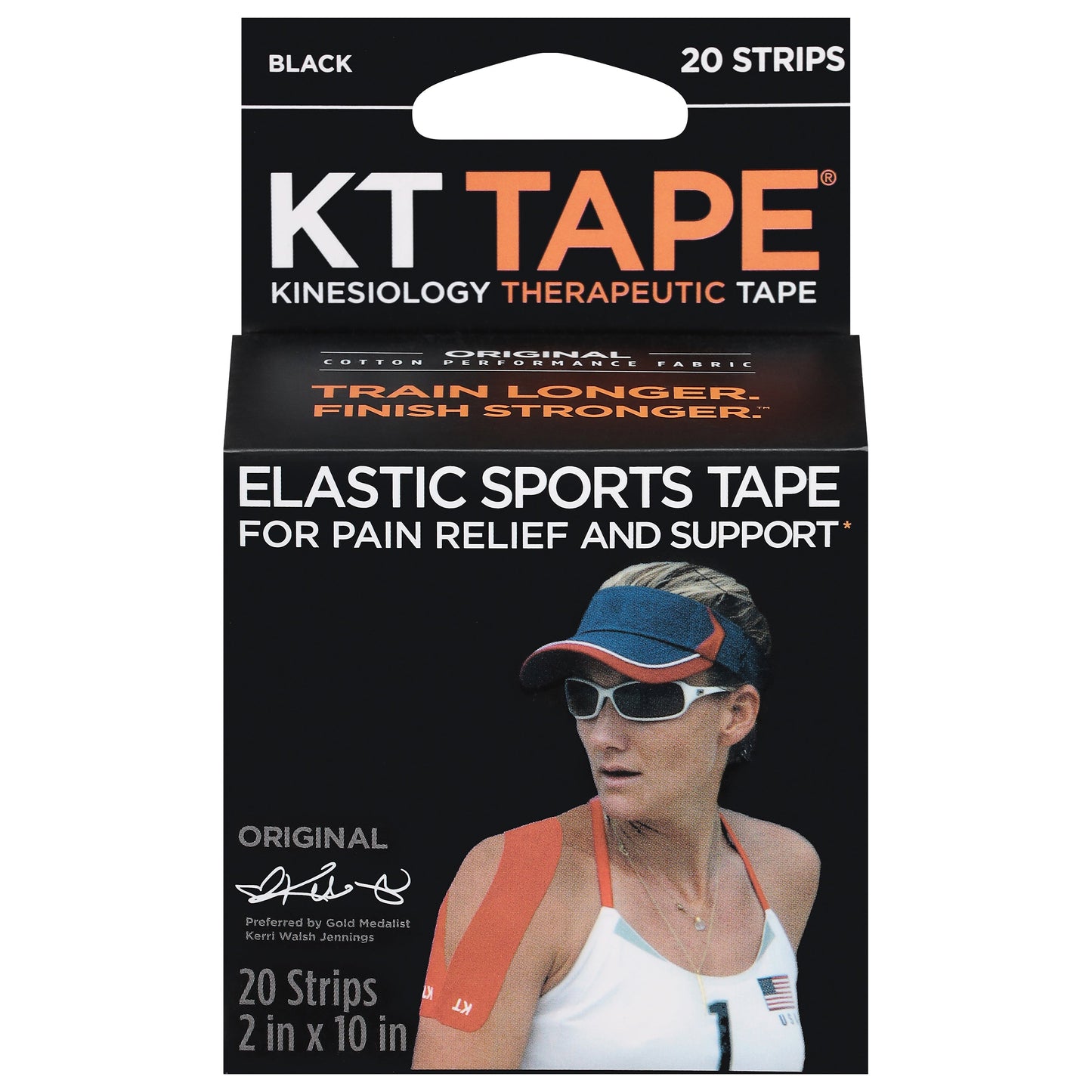 KT Tape Original Cotton Black Kinesiology Therapeutic
