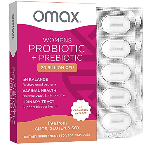 Omax3 Women Pre + Probiotic Balance Complex With Cranberry, Vegan, Clinically Proven Bacterial Vaginitis, pH Balance, Vag Health, Vaginal Probiotic