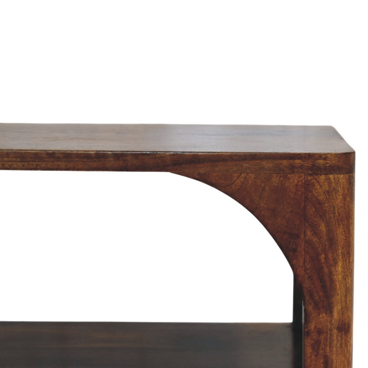 Solid Wood Arc Bedside Table 1 Drawer 1 Open Shelf Brown