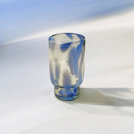 S/4 Frida Tall  Stackable Glass - Blue & Clear