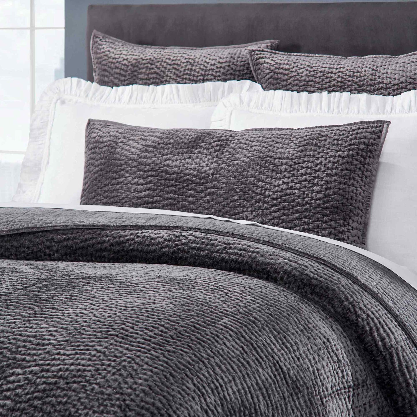 Laguna Pick Stitch Velvet Coverlet - Clearance