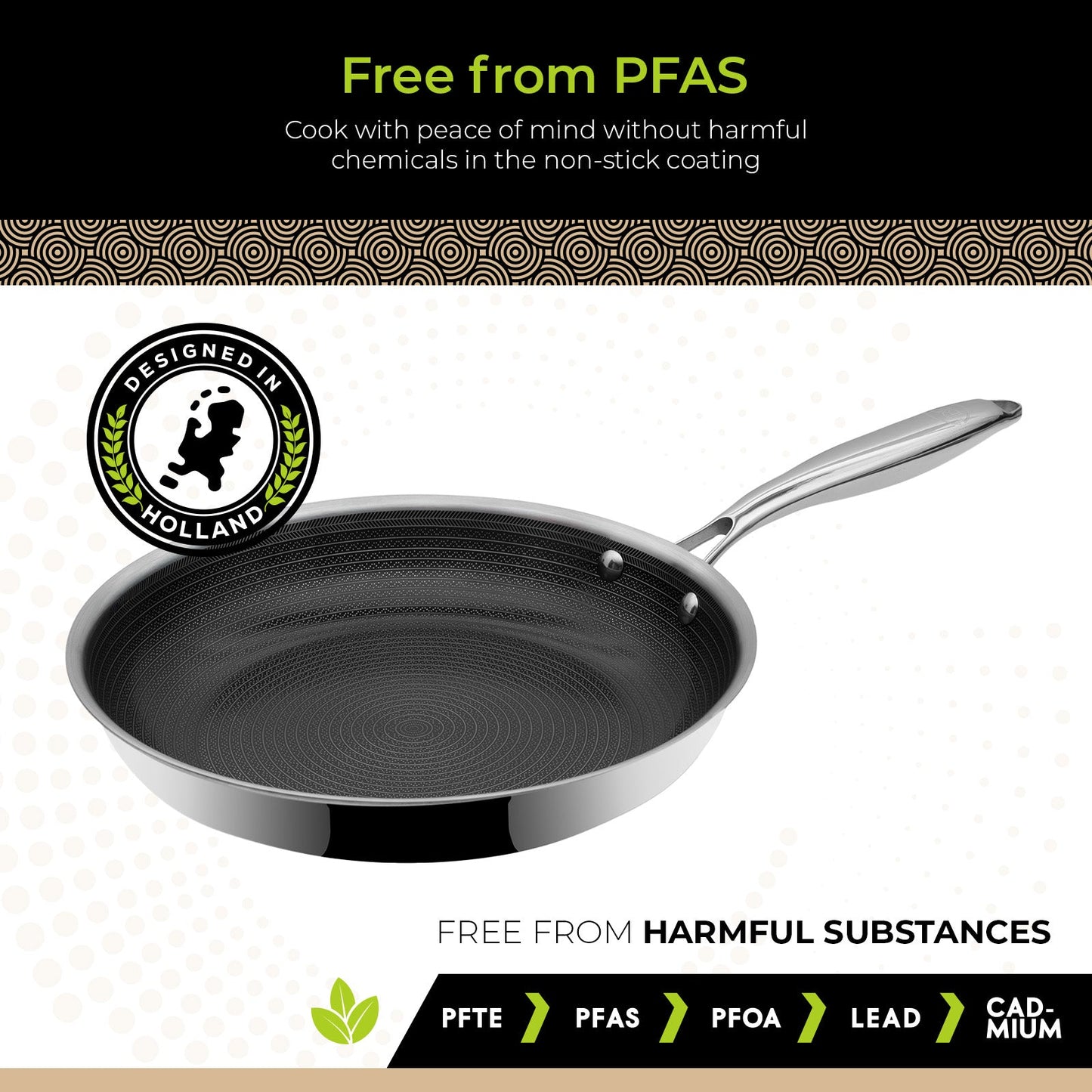 BE | LIVING - Circlad Series - 10” / 26 cm Frying Pan - Triply Stainless Steel Circlad