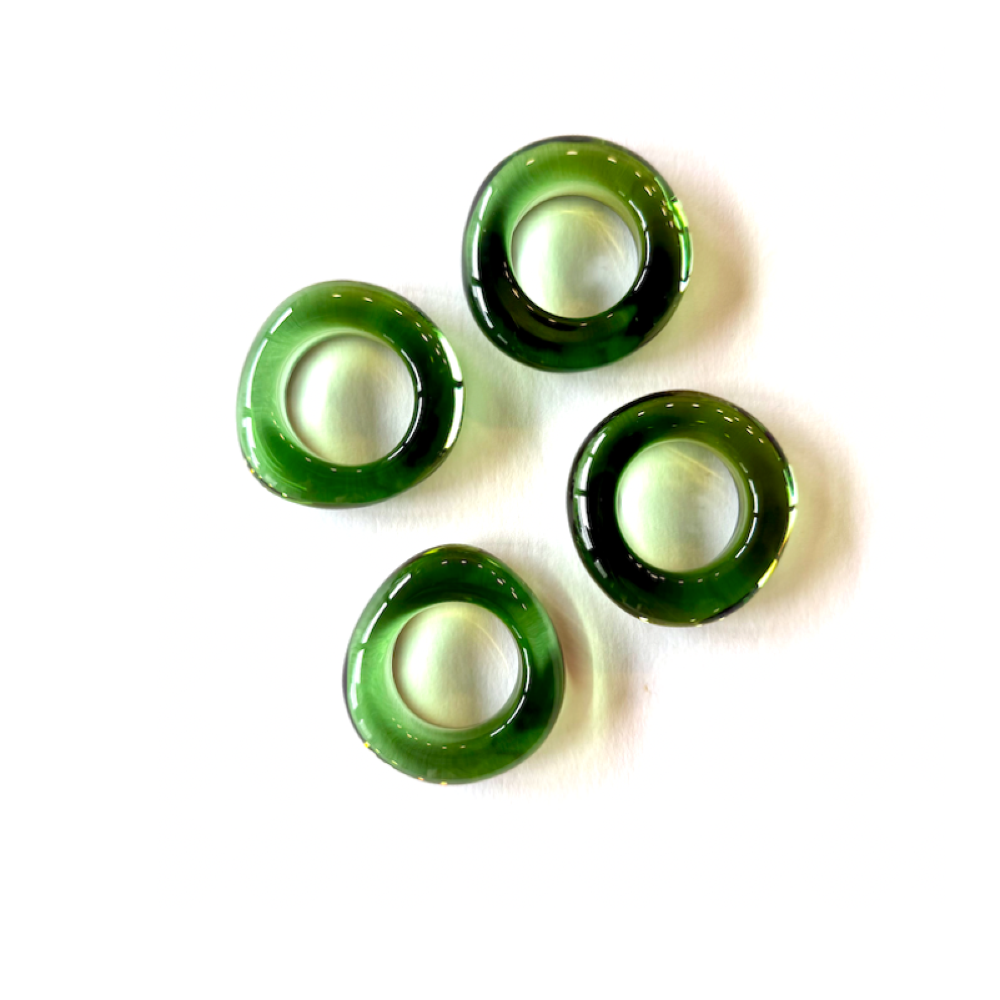 Green Glass Napkin Rings | Set of 4 | Goldie Home